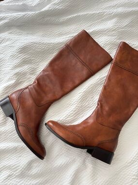 Duo Boots Brown Leather Shaft Knee High Boots